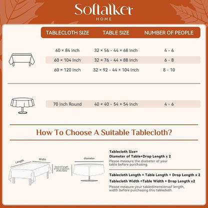 Large Fall Tablecloth Rectangle 60X104 Inch, Faux Linen Autumn Table Cloths with Maple Leaves & Pumpkin, Water Resistant, Orange Table Cover Decor for Fall, Dining,Kitchen-Harvest Themed7