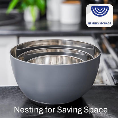 Stainless Steel Mixing Bowls Set, 3-Piece with Silicone Base4