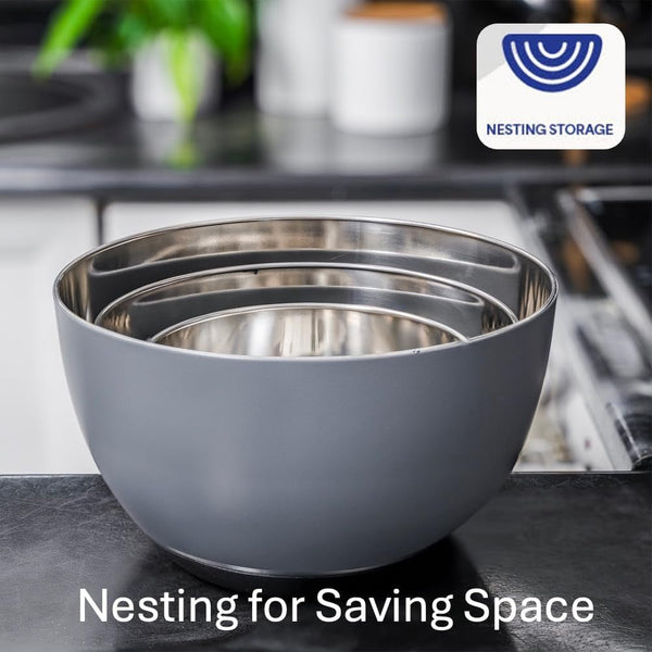 Stainless Steel Mixing Bowls Set, 3-Piece with Silicone Base4