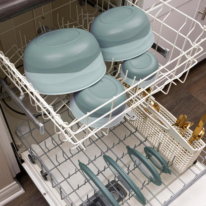 Pera Plastic Mixing Bowls with Lids - 8-Piece Airtight Leak-Proof Nesting Bpa-Free Prep Bowl Set for Kitchen & Food Storage, Large 4200Ml Capacity, Microwave & Dishwasher Safe (Blue)6