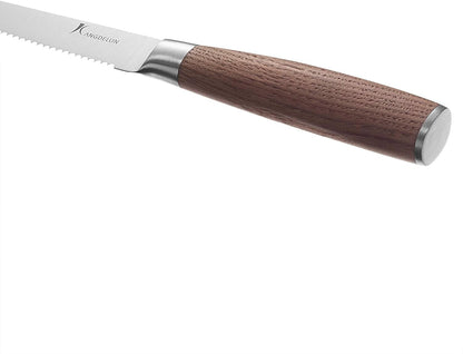 Ultra Sharp 6-Piece Steak Knife Set, 4.5" Serrated Blades, 50Cr15Mov High-Carbon Stainless Steel, Torrefied Brown Ash Wood Handles, Magnetic Gift Box8