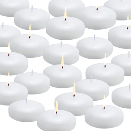 24 Pack Floating Candles, 3” White Unscented Dripless Wax Burning Candles, for Cylinder Vases, Weddings, Party and Holiday …1