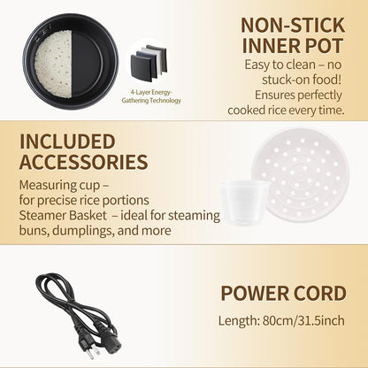 5 Cups Electric Mini Rice Cooker Portable 10-In-1 Smart Pot White | 2.1L Capacity, 24-Hour Delay Timer, Non-Stick Inner Pan, Fast 400W Heating for Dorm or Travel Soup Preparation7