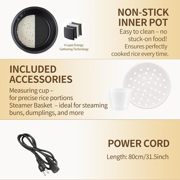 5 Cups Electric Mini Rice Cooker Portable 10-In-1 Smart Pot White | 2.1L Capacity, 24-Hour Delay Timer, Non-Stick Inner Pan, Fast 400W Heating for Dorm or Travel Soup Preparation7