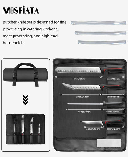 5 PCS Chef Knives with Roll Bag, Sharp Stainless Steel Kitchen Knife for Cutting Meat, Fruits & Vegetables, Practical Gifts Knife Set for Women Men Cooking Lovers2