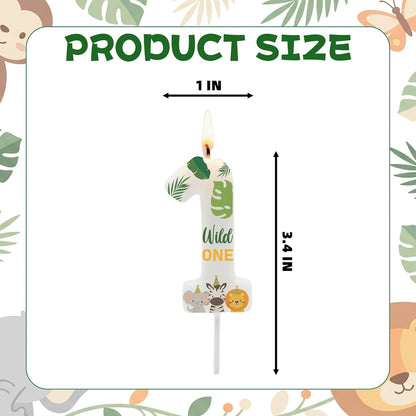 Wild Animal Number 1 Candle – Jungle Safari Theme Cake Topper for Boys & Girls First Birthday Decorations,Wild One Birthday Decorations Party Supplies2