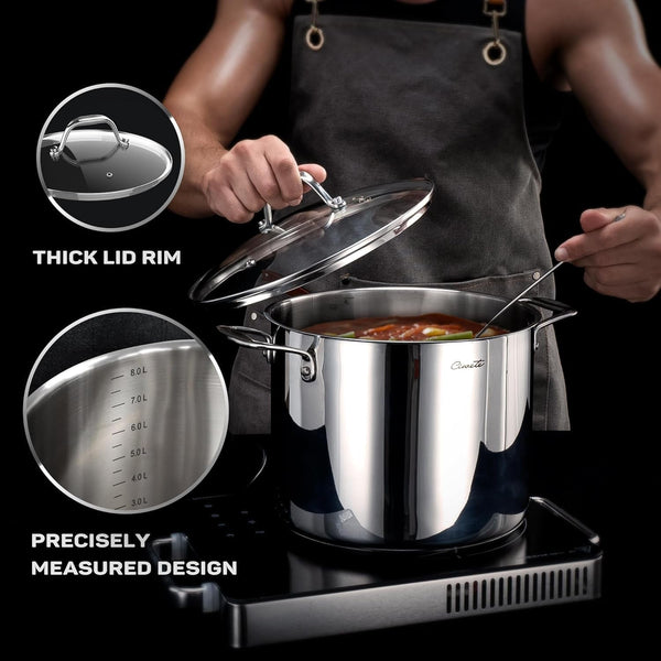 11-Piece Tri-Ply Stainless Steel Pots and Pans Set, 18/10 Stainless Steel Cookware Set with Steamer Insert, Induction Kitchen Cookware Sets with Cool Ergonomic Handles, Dishwasher, Oven Safe7