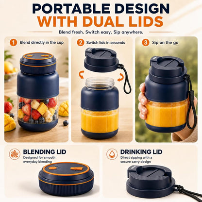 Portable Wireless Juicer Cup 45OZ Rechargeable Cordless Blender | 38 Blade Cutting System USB Charging Double Lid Design Smoothies Protein Shakes Fruits Vegetables Travel Use6
