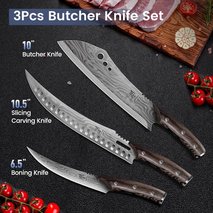 Butcher Knife Set, Cleaver, Breaking & Boning Knife for Meat & BBQ8