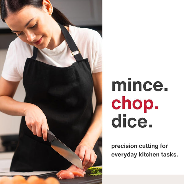 Comfort Santoku Knife - Japanese Stainless Steel Blade - Non-Slip Contoured Handle for All Hand Sizes - Kitchen Tools with Safety Kitchen Blade Guards - Dishwasher Safe - 5.9"4