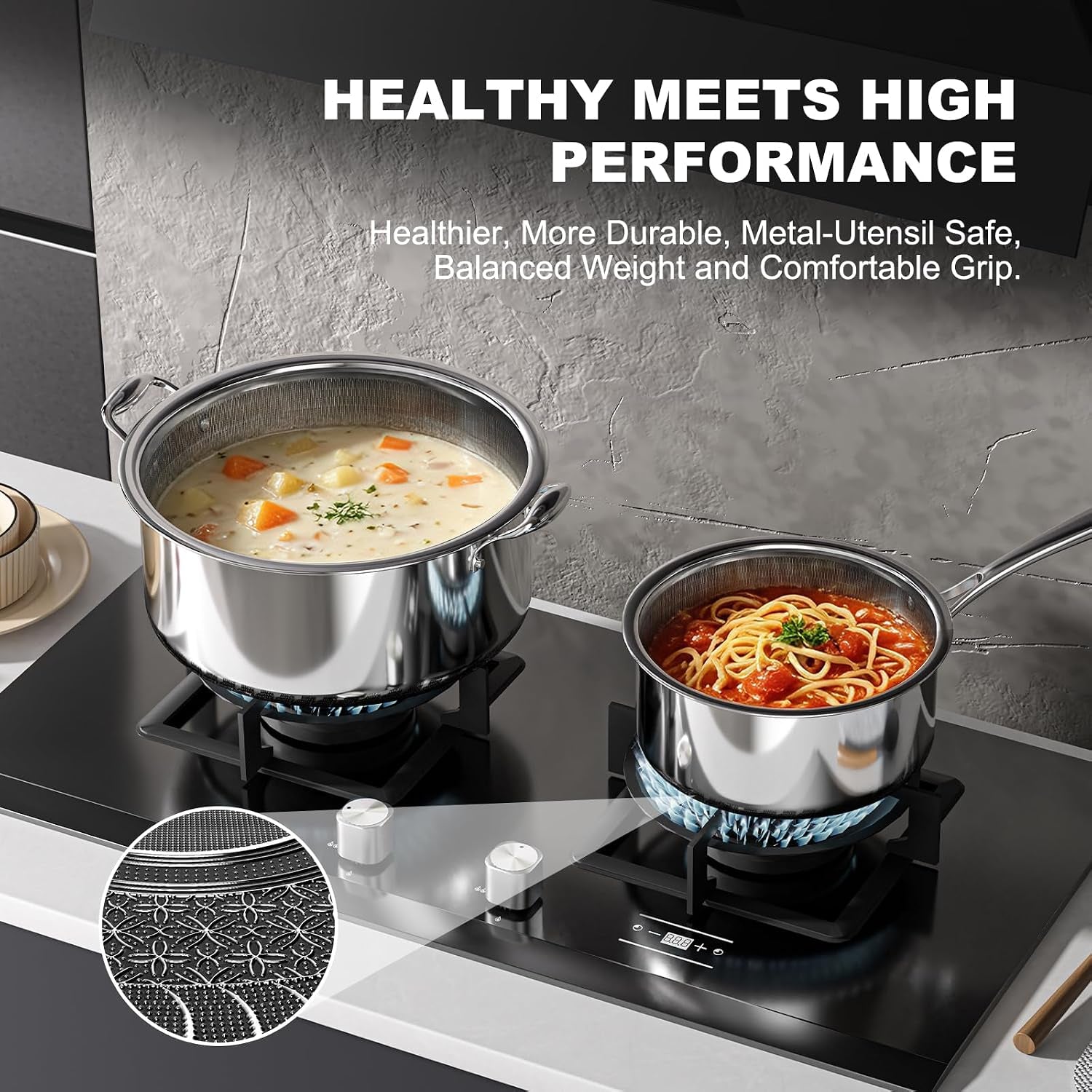 hybrid-nonstick-8-pc-stainless-steel-cookware-set-pots-and-pans-set-with-2-silicone-trivets-2-3-8-qt-pots-etched-surface-stay-cool-handles-dishwasher-oven-safe-compatible-with-all-cooktops