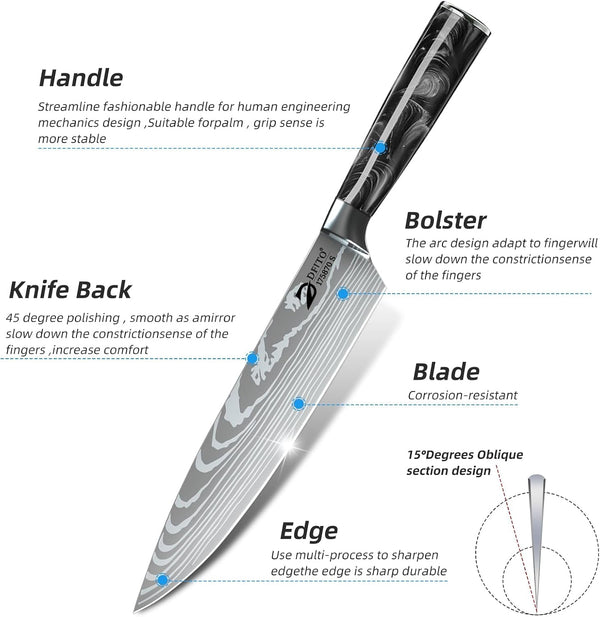 Chef Knife Sets with Roll Bag, 9 Pieces Professional Knife Set3