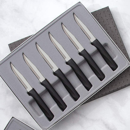Cutlery Anthem Series 6-Piece Serrated Steak Knife Set, Black Handles4