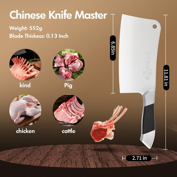 Heavy Duty Stainless Steel Bone Cleaver Knife for Home Chopping Bones5