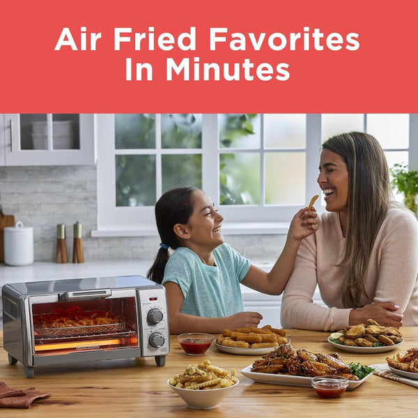 BLACK+DECKER 4-Slice Air Fry Toaster Oven, 5-In-1 Countertop Oven | Air Fry, Bake, Broil, Toast and Keep Warm with Eventoast Technology and Room for a 9-Inch Pizza.3