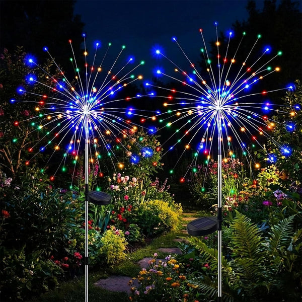 2-Pack Solar Firework Lights for outside Waterproof Garden Fairy Lights6