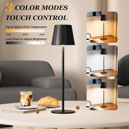 Rechargeable Table Lamp, Cordless Battery Operated Lamps, Black2