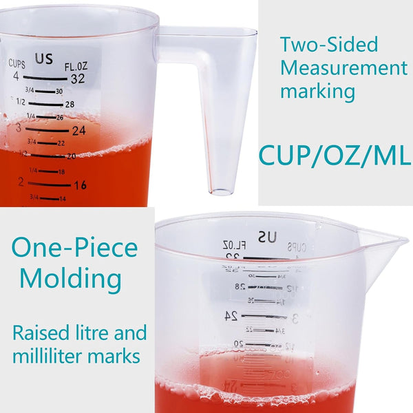 4 Cup/32 Oz Measuring Cups, Clear, Strong Food Grade Liquid Measure Pitcher, for Home Hobbies/Professional Kitchen5