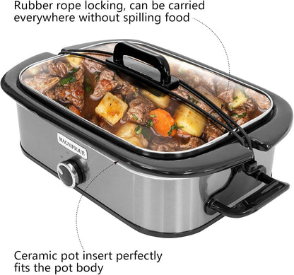 4-Quart Slow Cooker with Casserole Manual Warm Setting - Perfect Kitchen Small Appliance for Family Dinners, Dishwasher Safe Crock, Stainless Steel5