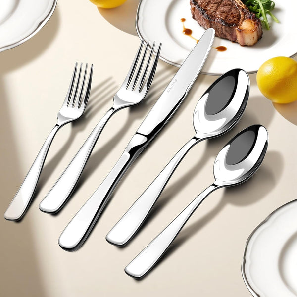 18/10 Silverware Set for 8, 40 Piece Stainless Steel Flatware Set Cutlery2