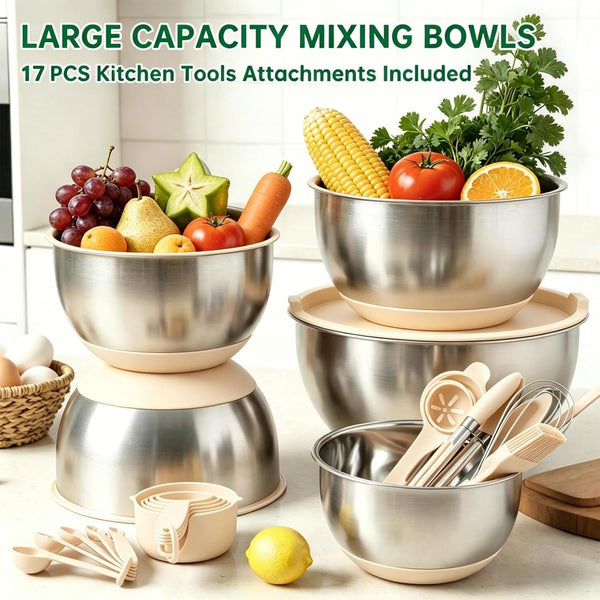 Mixing Bowls with Airtight Lids, Stainless Steel Mixing Bowls Set3