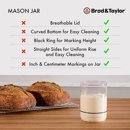 Sourdough Starter Jar (32Oz) 100% Dishwasher Safe, Measurement Markings, Height Marker & Loose-Fitting Lid That Prevents Pressure Buildup (Durable Glass Jar, Bpa-Free)5