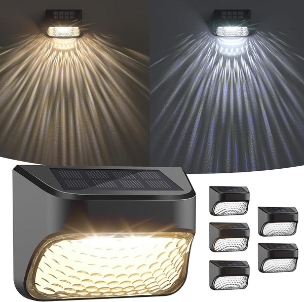 Solar Step Lights - 30 LM, 2 Modes Waterproof for Wall, Rail, Porch, Backyard, Garden - Decorative Solar Lights 6 Pack1