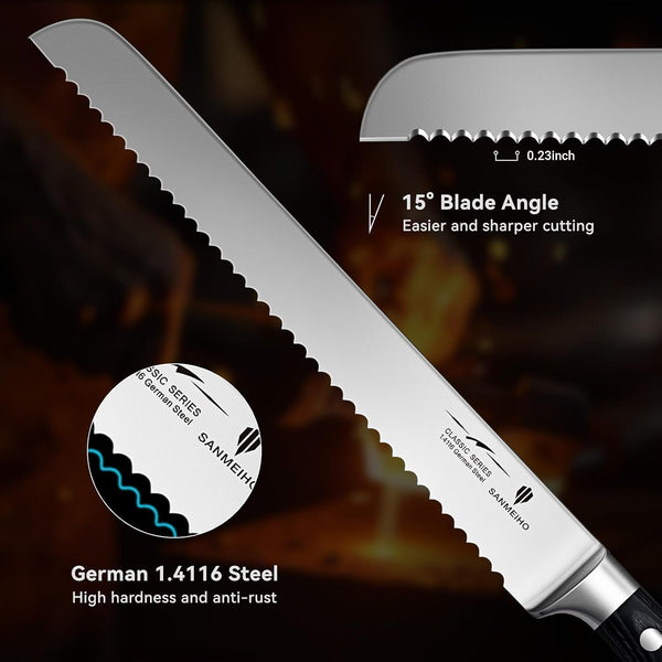 10-Inch Serrated Bread & Sourdough Knife with Wood Handle3
