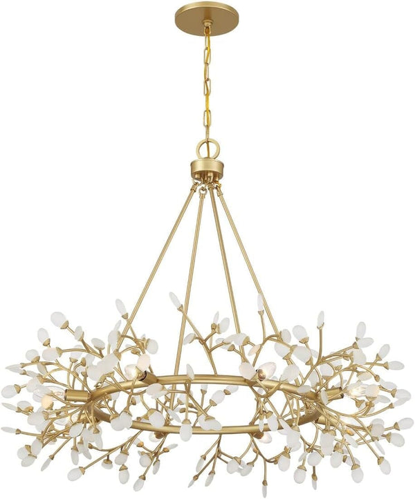 1-9855-8-328 Once Coastal Organic Frosted Sea Glass Jewelry-Like round Chandelier by Breegan Jane, 8-Light 480 Total Watts, 32" H X 36" W, Spun Gold3