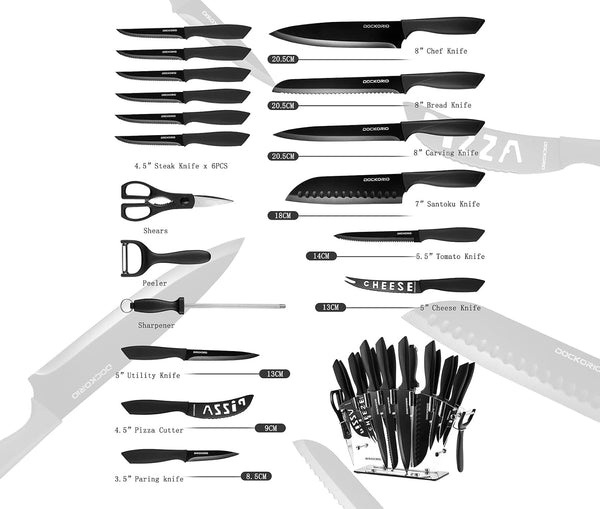 Kitchen Knife Set 19 Piece with Block High Carbon Stainless3