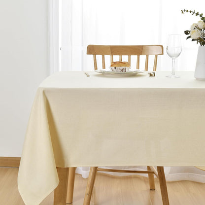 Faux Linen Farmhouse Tablecloth Rectangular, Wrinkle Stain Resistant Table Cloth Rectangle Table Cover for Kitchen Dining, Champagne, 54 X 108 Inch1