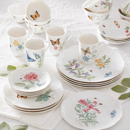 Butterfly Meadow Porcelain 28-Piece Dinnerware Set for 410