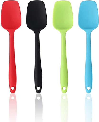 Silicone Spatula Set, Rubber Spoon Spatula for Baking, Heat Resistant Cooking Utensil, Flexible Silicone Spoon Baking Mixing Tool Cooking Gadget (4-Piece)1
