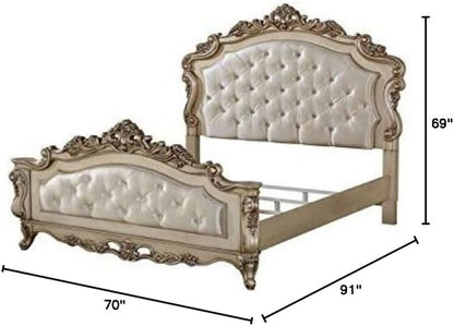 Gorsedd Queen Bed in Cream Fabric and Golden Ivory3