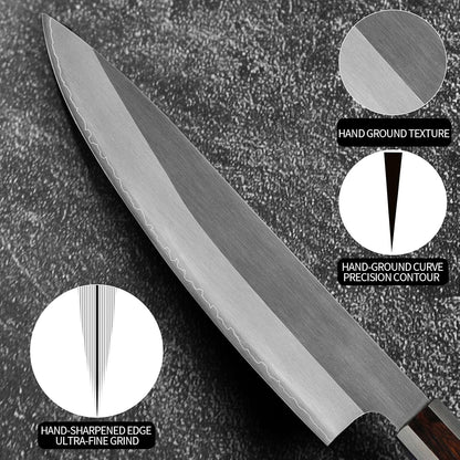 Japanese Chef Knife, 8 Inch Handcrafted 3-Layer AUS-8 Sharp Kitchen Knife3