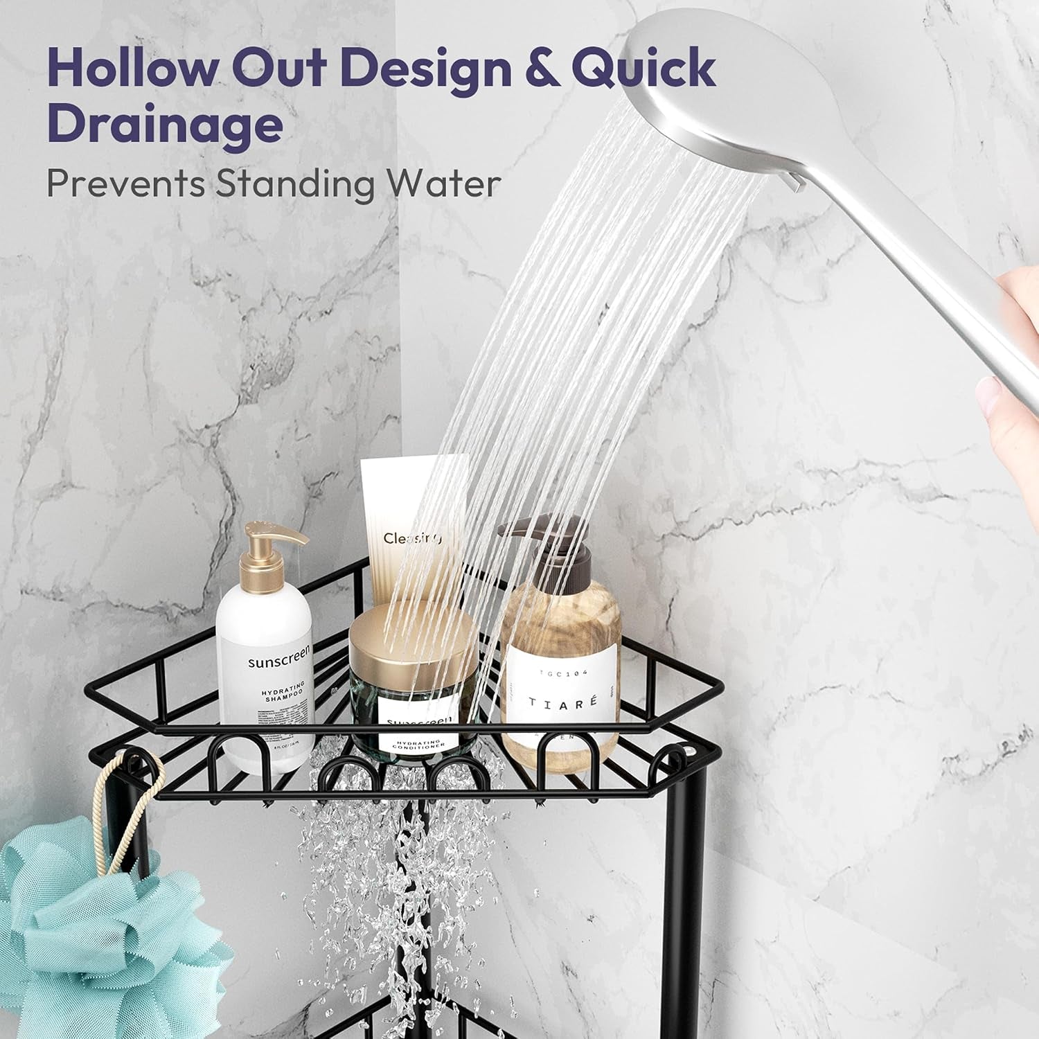 standing-shower-caddy-corner-3-tier-stainless-steel-shower-organizer-shelf-with-12-hooks-and-adhesive-pads-rustproof-corner-shelves-stand-rack-for-bathroom-shower-room-black