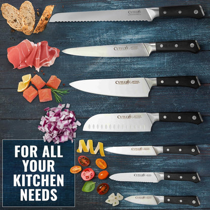 Kitchen Knife Set, 8-Piece Chef Knives with Acacia Wood Block | Razor Sharp Full Tang Blades, High Carbon German Steel – Artisan Series, Professional9