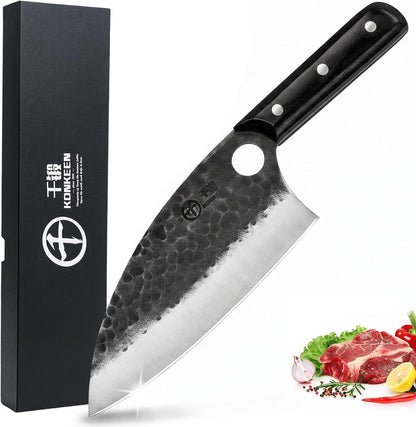 Cleaver Knife 7 Inch, Ultra Sharp German 1.4116 Stainless Steel Kitchen Knife for Vegetables, Meat, Fish & Poultry Bones, Cooking Gift for Men & Women1