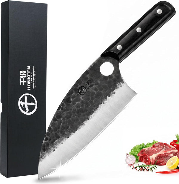 Cleaver Knife 7 Inch, Ultra Sharp German 1.4116 Stainless Steel Kitchen Knife for Vegetables, Meat, Fish & Poultry Bones, Cooking Gift for Men & Women1
