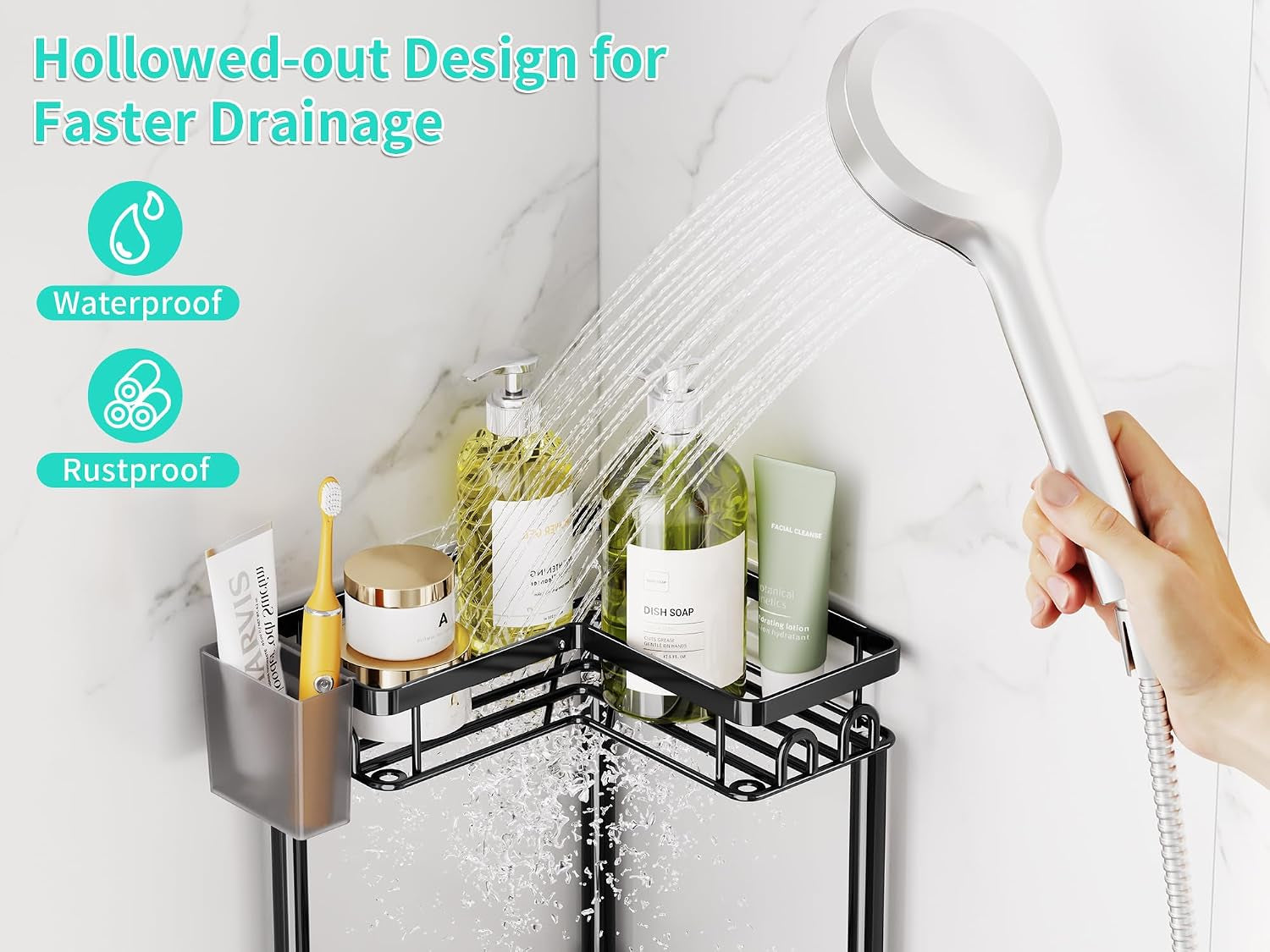standing-shower-caddy-corner-3-tier-corner-shower-organizer-with-toothbrush-holder-and-12-hooks-large-capacity-rustproof-bathroom-shelves-for-tall-bottles-black