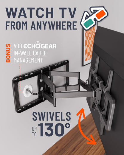Maxmotion TV Wall Mount for Large Tvs 42" to 90" - Full Motion Has Smooth Swivel, Tilt, & Extension - Universal Design Works with Samsung, Vizio & More - Includes Hardware & Drill Template5