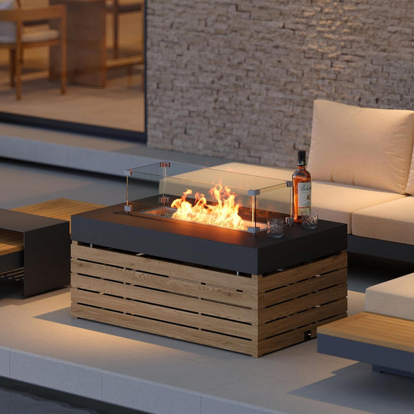 39" Smokeless Fire Pit with Glass Wind Guard for Outdoor Patio1