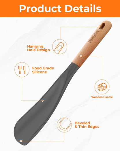 Cooking Spoon Multifunction Spoonula Silicone Spatula Spoon 2-Pack, Dual-Use Heat Resistant 446°F, Bpa-Free Non-Toxic Wooden Handle Rice Spoon Set for Non-Stick Cookware & Rice Cookers4