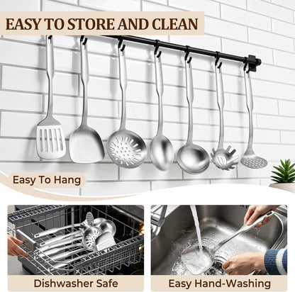 Stainless Steel Cooking Utensils Set, 7 Pcs Metal Kitchen Utensils6