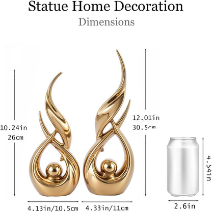 2 PCS Gold Ceramic Statues for Home Decor Accents, Modern Abstract Art Sculptures, Elegant Tabletop Decorative Objects for Dining Room, Entryway, Tv Stand, Mantel, Coffee Table Centerpieces3