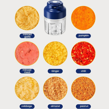 2026 Upgrade Electric Garlic Chopper Mini, 320 Ml Small Garlic Chopper Mincer with 6 Stainless Steel Blades, Portable Rechargeable Cordless Chopper for Onion,Chili,Ginger,Nuts,Meat & Fruits (Blue)9