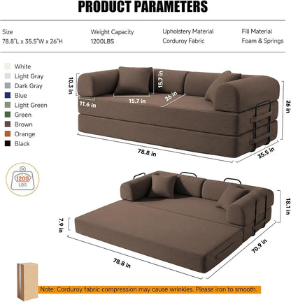 79" Convertible Sofa Bed Set, 4 in 1 Boneless Couch for Living Room3