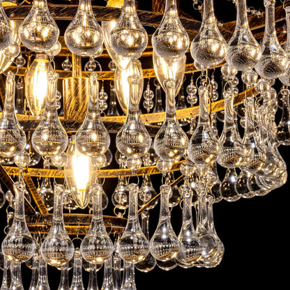 French Empire Crystal Chandeliers, Antique Bronze Chandeliers 10 Lights, Rustic Farmhouse Chandelier High Ceiling Light Fixture for Entryway, Foyer, Dining Room, Staircase (Bronze, 28 Inches)6