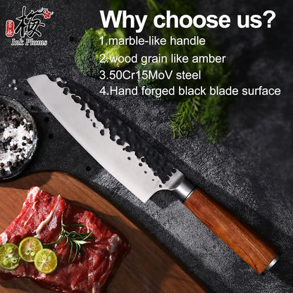 Santoku Knife 7 Inch,High Carbon Steel Ultra Sharp Asian Chef Knife with Brazilian Rosewood Handle and Gift Box for Family & Restaurant2