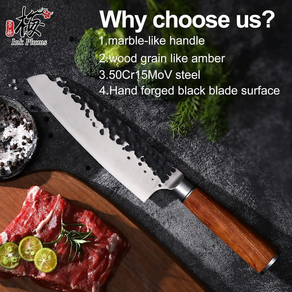 Santoku Knife 7 Inch,High Carbon Steel Ultra Sharp Asian Chef Knife with Brazilian Rosewood Handle and Gift Box for Family & Restaurant2